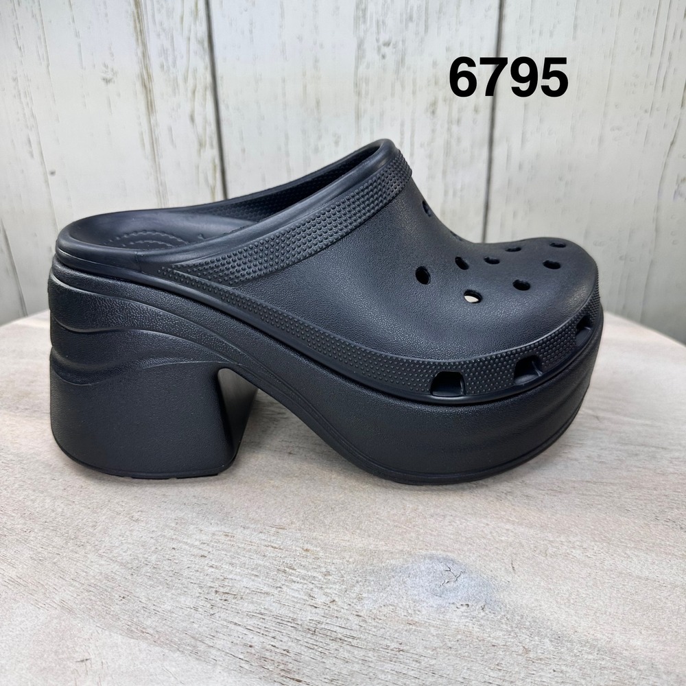 New Womens CROCS 208547-01 Black Siren Clogs Platform Chunky Heels Size M7/W9